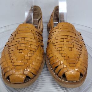 Cimarron Mexican Leather Sandals HuarachesTan Brown Closed Toe Womens Sz 6-6.5